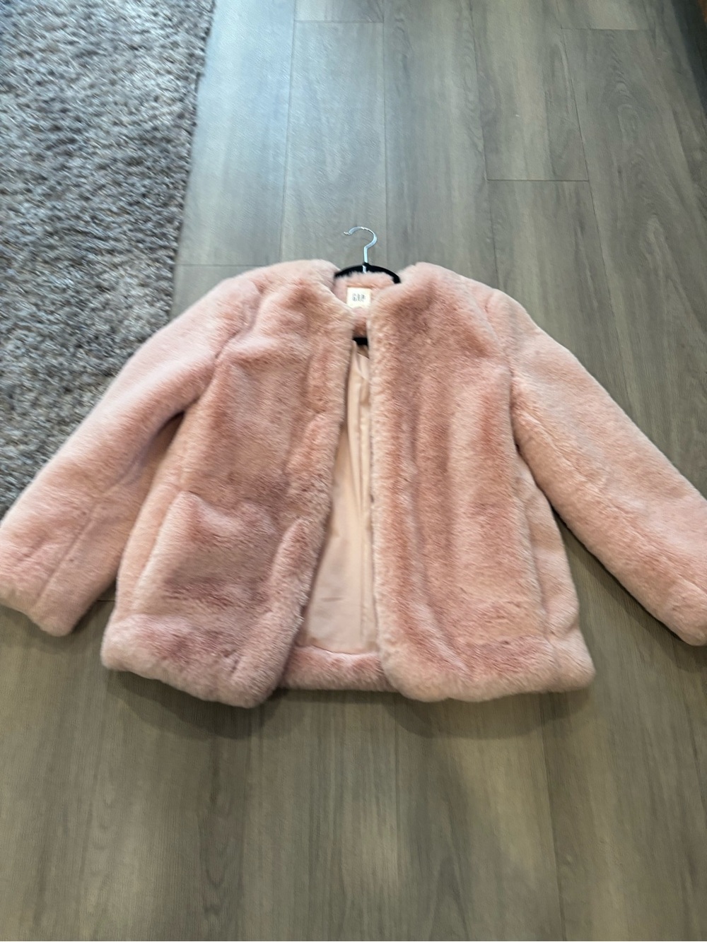 GAP Blush Pink Faux Fur Coat, Sz S